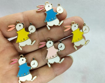 26*28mm Cartoon Metal Charms Gold Enamel Charm Pendant for Bracelet DIY Earring Necklace Key Chain Charm Jewelry Making 10 30 Pcs