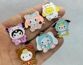 Cartoon Enamel Charm Metal Gold Plated Charms Pendant for Bracelet DIY Earring Necklace Key Chain Making Accessories 12 30 Pcs