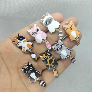 14*37 mm 7 stijl dier bedel afdrukken cartoon kat bedels hanger voor armband diy oorbel ketting sleutelhanger accessoires 10 30 stuks: