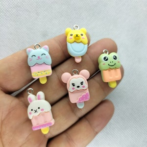 Hars Cartoon Animal Series Ijslolly Charms Kikker Kat Charme Hanger voor DIY Oorbel Ketting Sleutelhanger Sieraden Accessoires 10 30 stuks