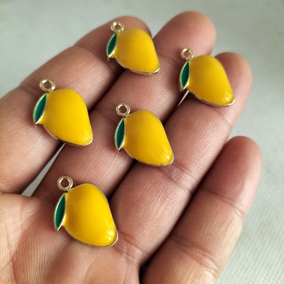 15*21mm Mango Fruit Enamel Yellow Charm Cartoon Charms Pendant for DIY  Earring Bracelet Necklace Key Chain Jewelry Making 10 30 Pcs