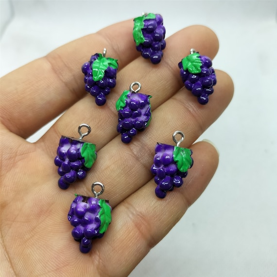 10*21mm Resin Grape Charm Purple Fruit Charms Pendant for DIY