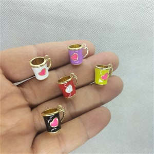 13*14 cartoon cup emaille bedel hart cup bedels hanger voor armband DIY oorbel ketting sleutelhanger sieraden maken accessoires 10 30 stuks