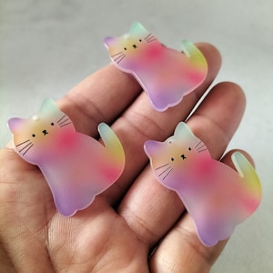 25*35mm Resin Animal Cat Charm Cartoon Rainbow Pet Charms Pendant for DIY Earring Necklace Key Chain Jewelry Making Accessories Material