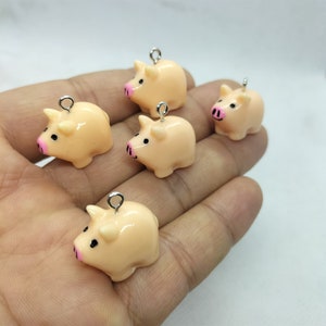 16 * 20mm Résine Cochon Charme Dessin Animé Animaux Charmes Pendentif pour BRICOLAGE Boucle d’oreille Collier Porte-clés Bijoux Fabrication Accessoires Matériel