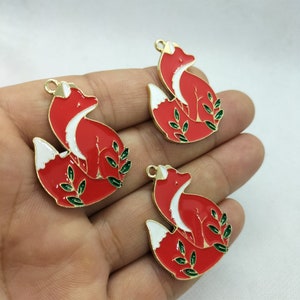 26 * 35mm Fox Charm Emaille Cartoon Animal Charms hanger voor DIY oorbel ketting sleutelhanger sieraden accessoires 10 30pcs