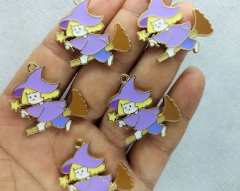30*32mm Halloween Metal Enamel Charm Cartoon Charms Pendant for DIY Earring Bracelet Necklace Key Chain Jewelry Making  10 30 Pcs