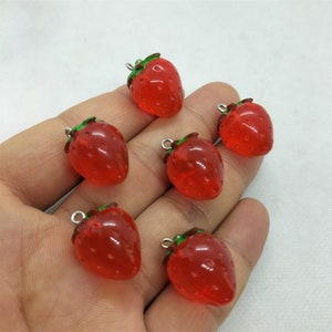 15*20mm Transparent Fruit Charm Resin Strawberry Charms Pendant for DIY Earring Necklace Key Chain Jewelry Making Accessories 10 30 Pcs