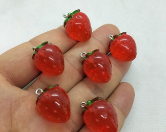 15*20mm Transparent Fruit Charm Resin Strawberry Charms Pendant for DIY Earring Necklace Key Chain Jewelry Making Accessories 10 30 Pcs