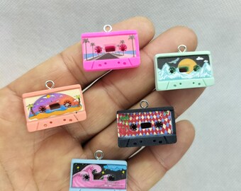 16*25mm Resin Tape Charm Cartoon Charms Pendant for Bracelet DIY Earring Necklace Key Chain Jewelry Making Accessories 10 30 Pcs