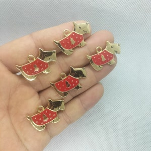 18*28mm Gold Enamel Animal Dog Charm Cartoon Puppy Charms Pendant for Bracelet DIY Earring Necklace Key Chain Jewelry Accessories 10 30 Pcs
