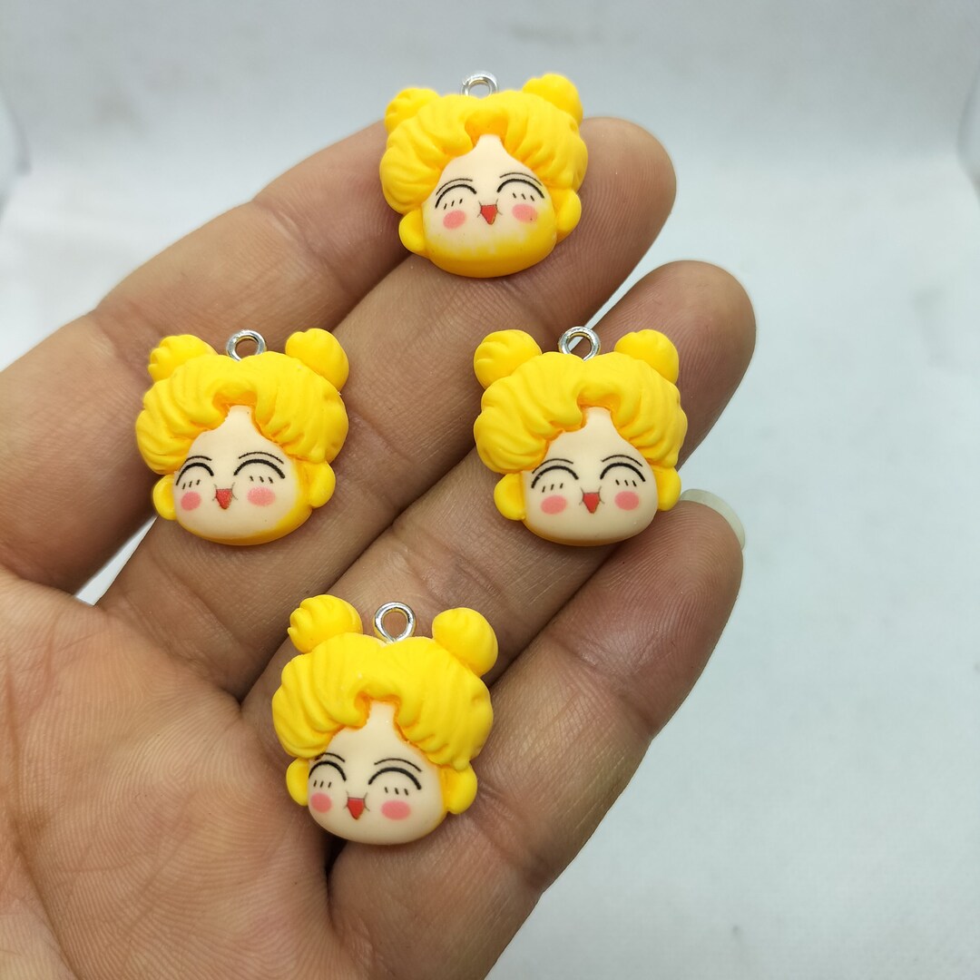 1921mm Resin Cartoon Girl Head Charm Character Charms Pendant for DIY