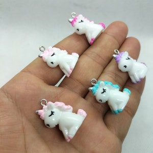 25*18mm Cartoon Animal Unicorn Charm Resin Horse Charm Pendant for DIY Earring Jewelry Making Accessories Material