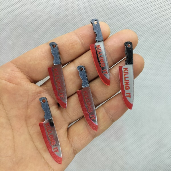 9*46mm Halloween Bloody Knife Tools Charms Acrylic Letter Knife Pendant for DIY Earring Keychain Pendant Jewelry Making Accessories 10 30Pcs