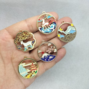 Metalen Emaille Charm Cartoon Dier Herten Charms Hanger voor Armband DIY Oorbel Ketting Sleutelhanger Sieraden Maken Accessoires: