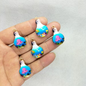 16 * 27 mm Serie de bombillas de luz de océano de dibujos animados Charm Esmalte Animal Charms Colgante para pulsera DIY Pendiente Collar Llavero Accesorios de joyería