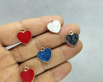 14*16mm Cartoon Charm Enamel Heart  Charms Pendant for DIY Earring Necklace Bracelet Key Chain Jewelry Accessories 10 30 Pcs