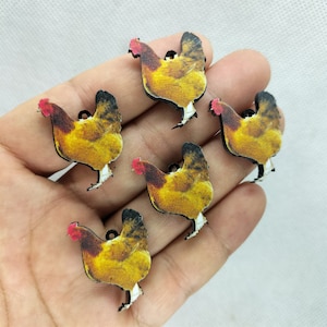 20 * 25 mm acrílico Dibujos animados Encantamiento de gallina Animal Charm Colgante para bricolaje Pendiente Collar Llavero Accesorios de joyería 10 30 piezas