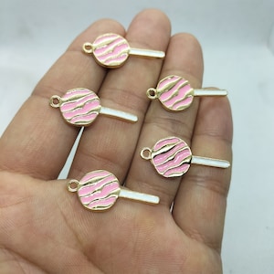 13*29mm Cartoon Lollipop Charms Gold Enamel Candy Charm Pendant for Bracelet DIY Earring Necklace Jewelry Making 10 30 Pcs