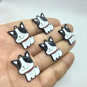 19*25mm Enamel Animal Dog Charm Black Cartoon Puppy Charms Pendant for Bracelet DIY Earring Necklace Key Chain Jewelry Accessories 10 30 Pcs