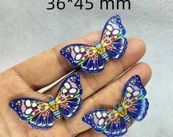 Orecchini A Farfalla Blu Acrilico - Pendenti Colorati Primavera/Estate Per Donna, Con Sacchetto Di Velluto