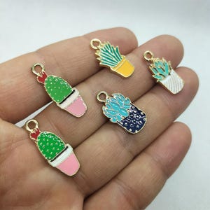 Cartoon Vetplant Serie Emaille Charm Cactus Tuin Potplant Charms Hanger DIY Oorbel Ketting Sleutelhanger Sieraden Maken Accessoires: