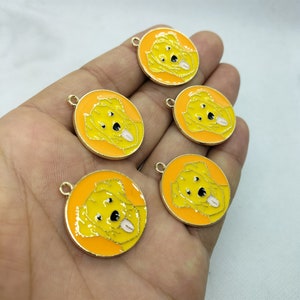 28*28mm Animal Enamel Disc Tag Charm Cartoon Golden Retriever Charms Pendant for Bracelet DIY Earring Necklace Key Chain Making 10 30 Pcs