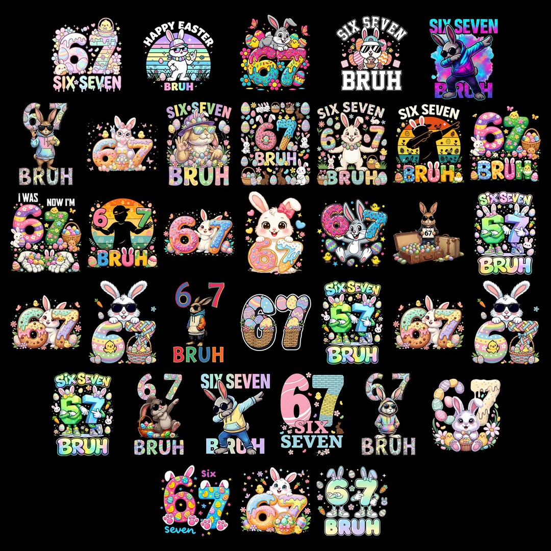 Happy Easter PNG Bundle, 67 Easter Day, Easter Bunny Png, Six Seven ...