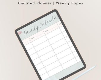 ON SALE- 24 Hours| Weekly Family Calendar Printable | Editable PDF Schedule for Kids & Parents | Household Organizer | Family Planner