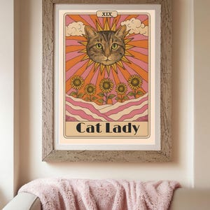 Benutzerdefinierte Haustier-Tarot-Karte | Personalisierte Katzen oder Hundeportrait | Vintage Digitale Kunst | Lustige Katzendame Geschenk | Tierliebhaber Wand Dekor Download