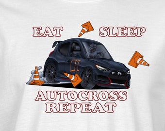 T-shirt Eat Sleep Autocross Repeat type N pour voitures de sport RM0385