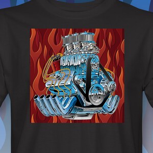 Blown V8 With Flames T-Shirt  RM0004