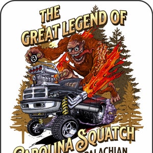 Carolina Squatch Squatted Truck in the woods with Crazy Bigfoot Sasquatch Driver Mouse Pad RM0308