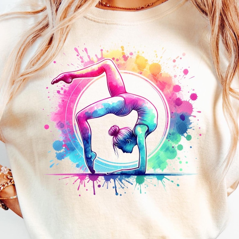 Gymnastics png - Gymnastics Watercolor Silhouette png - Print File - Sublimation Design - Sports png - Digital Download image 1