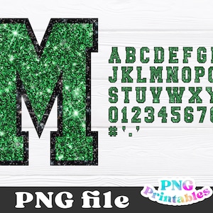 Glitter Sport Alphabet png - Green and Black Glitter Alphabet - png Print File For Sublimation Or Print - Distressed - Download