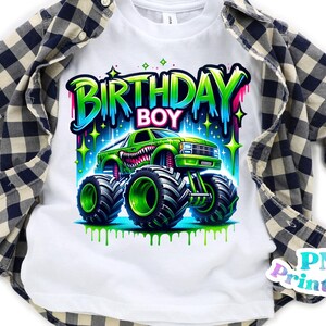 Cumpleaños de niño png - Cumpleaños de camión png - Archivo de impresión - Diseño de sublimación - Camiseta de cumpleaños de niño png - Descarga digital imagen 4