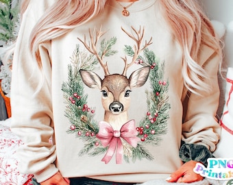 Christmas Reindeer png - Christmas Coquette Sublimation - png Print File for Sublimation or Print