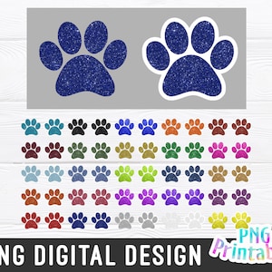 Glitter Paw Prints png Bundle - Paw Print png - Print File - Glitter Sublimation Design - Sports png - Digital Download