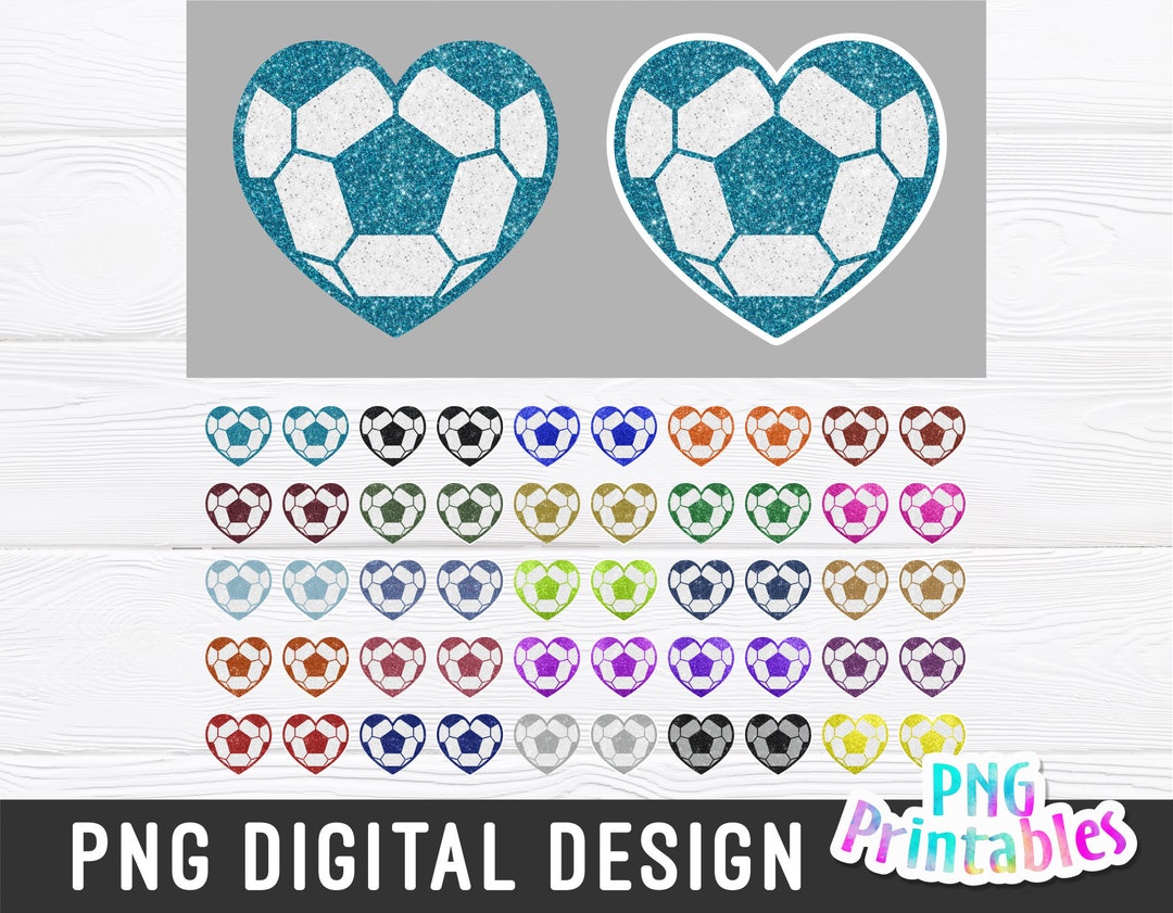 Glitter Soccer Ball Heart Png Bundle - Soccer Png - Print File ...