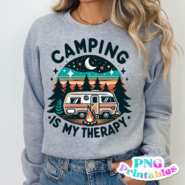 Camping Is My Therapy png - Funny png - Print File - Camping Sublimation Design - Camping png - Digital Download