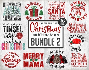 Christmas Sublimation Bundle 2 png - Christmas Sublimation - png Print File For Sublimation Or Print - Distressed - Download