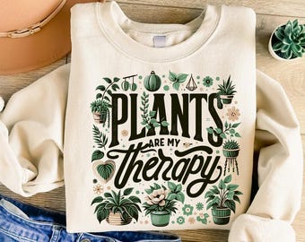 Pflanzen sind meine Therapie png - Lustige PNG - Druckdatei - Lustiges Sublimationsdesign - Zimmerpflanzen PNG - Digitaler Download
