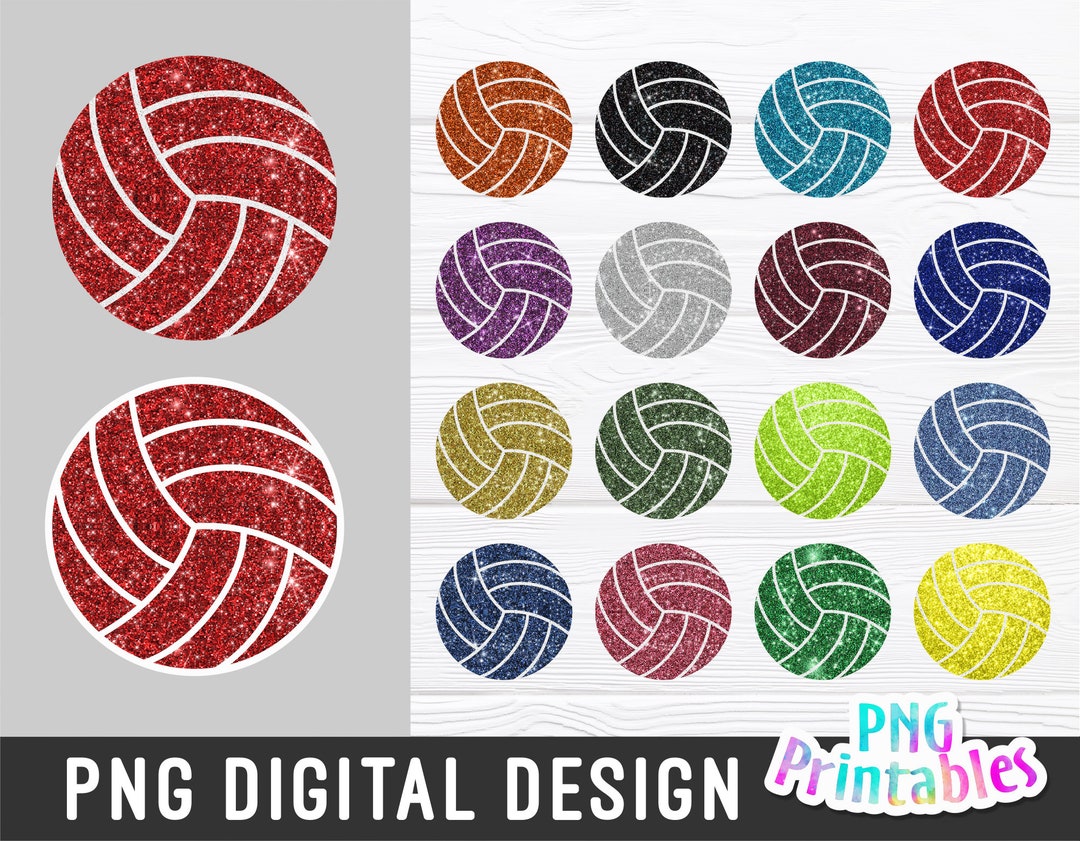 Glitter Volleyball Png Bundle Volleyball Png Print File Glitter