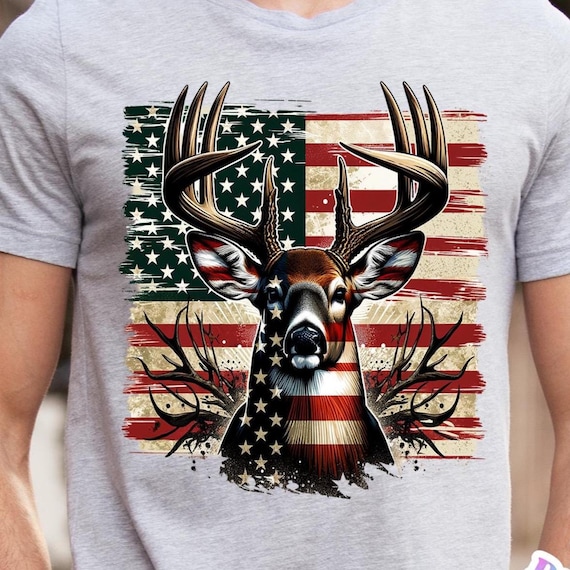 American Flag and Deer png - Hunting png - Print File - Men's Hunting Sublimation Design - Digital Download