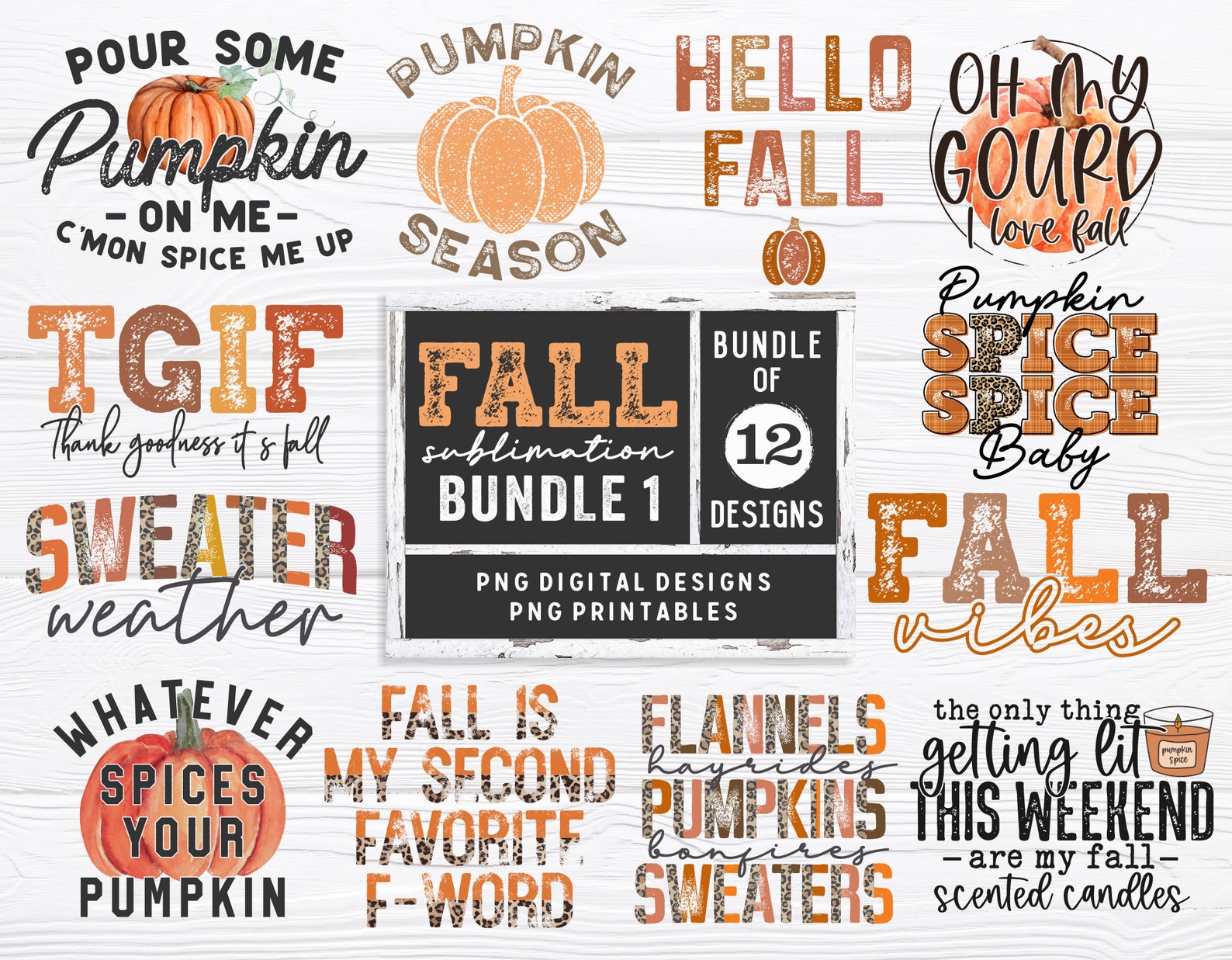 Fall Sublimation Png Bundle Fall Png Print File Fall - Etsy