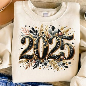 Neujahr png - Neujahr 2025 Sublimation - Schwarz und Gold - PNG Druckdatei für Sublimation oder Druck - Digitale Datei