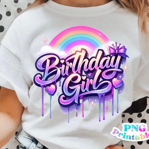 Rainbow Birthday png - Birthday Girl png - Print File - Sublimation Design - Girls Birthday Shirt png - Digital Download