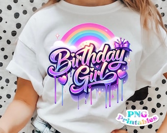 Regenbogen Geburtstag png - Geburtstagskind png - Print File - Sublimation Design - Mädchen Geburtstag Shirt png - Digital Download