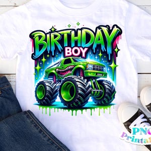 Cumpleaños de niño png - Cumpleaños de camión png - Archivo de impresión - Diseño de sublimación - Camiseta de cumpleaños de niño png - Descarga digital imagen 1