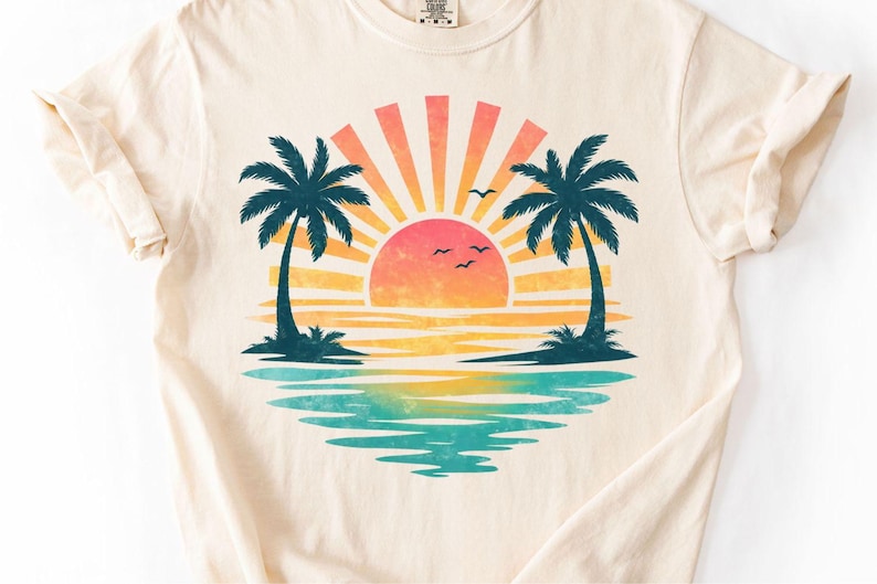 Problem Tree Visual Layout Tropical Sunset PNG, Beach Shirt Design, Summer Vacation Graphic, Palm ...